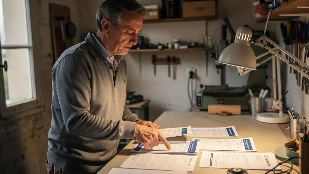 Entrepreneur expérimenté examinant et comparant des documents de services bancaires dans son atelier professionnel
